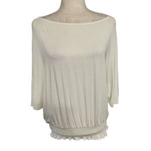michael kors womens solid white kimono short sleeve top medium
